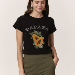 PAPAYA PRINT T-SHIRT WITH RHINESTONES |