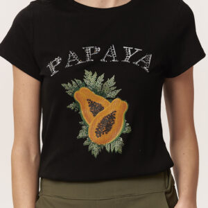 PAPAYA PRINT T-SHIRT WITH RHINESTONES |