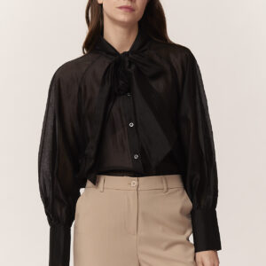 GD166-CAMICIA-FIOCCO-TENCEL-NERO-1639-1 SHIRT WITH BOW |