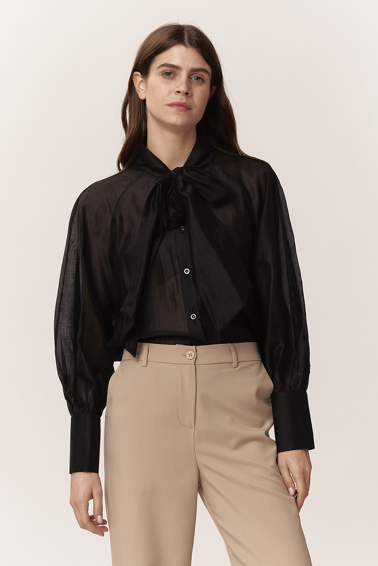 SHIRT WITH BOW - YOU, BLACK