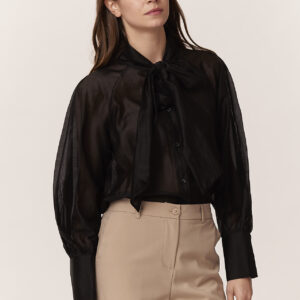 GD166-SHIRT-BOW-TENCEL-BLACK-826 SHIRT WITH BOW |
