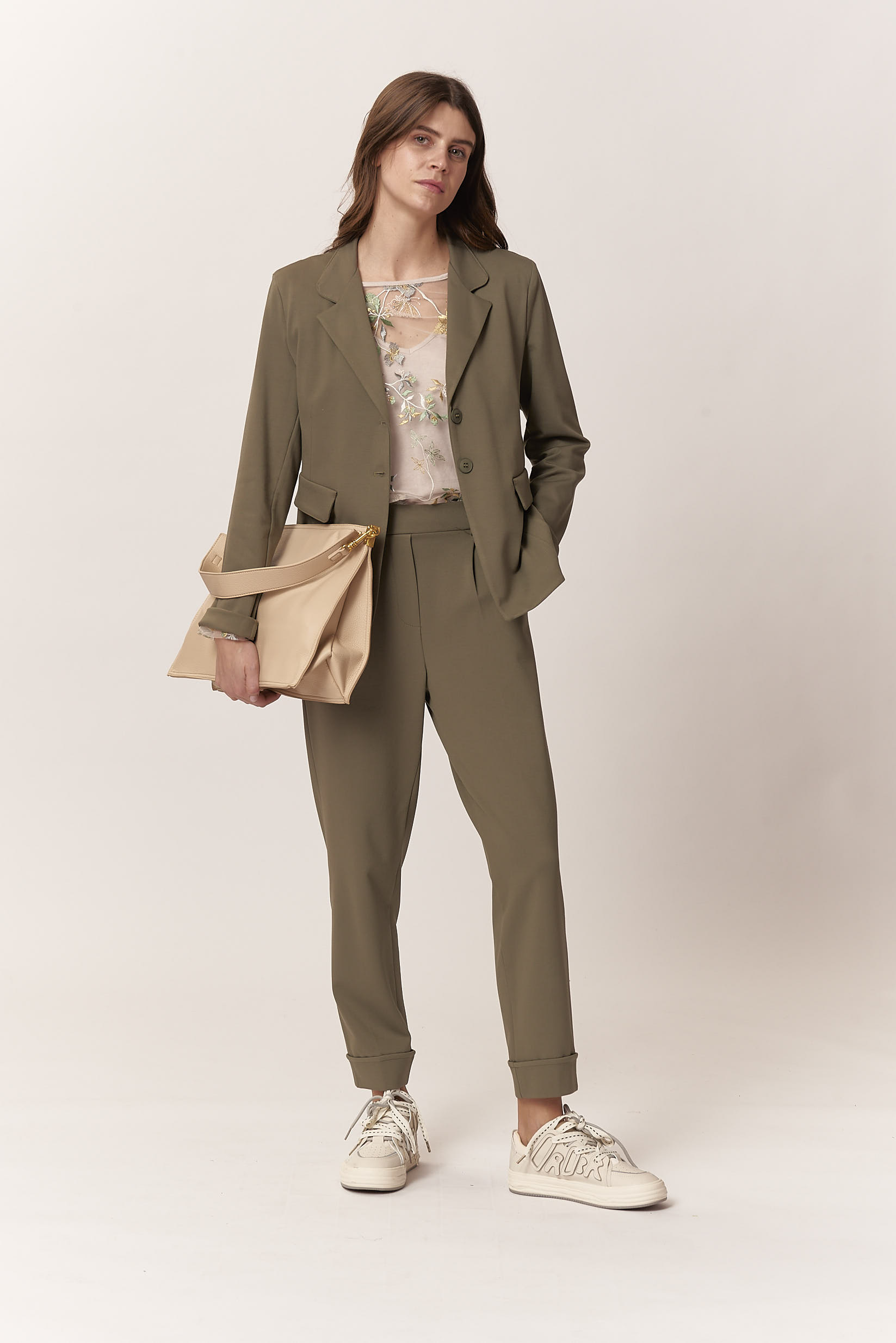 TROUSERS WITH ELASTICATED PLEATS