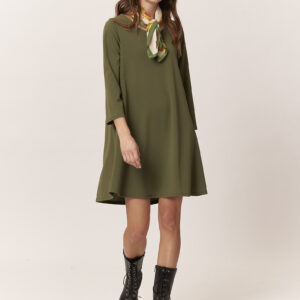 GD176-KLEID-LANGARM-TAUCHER-KREPP-MILITÄR-873-1 MIDIKLEID AUS STRETCH |