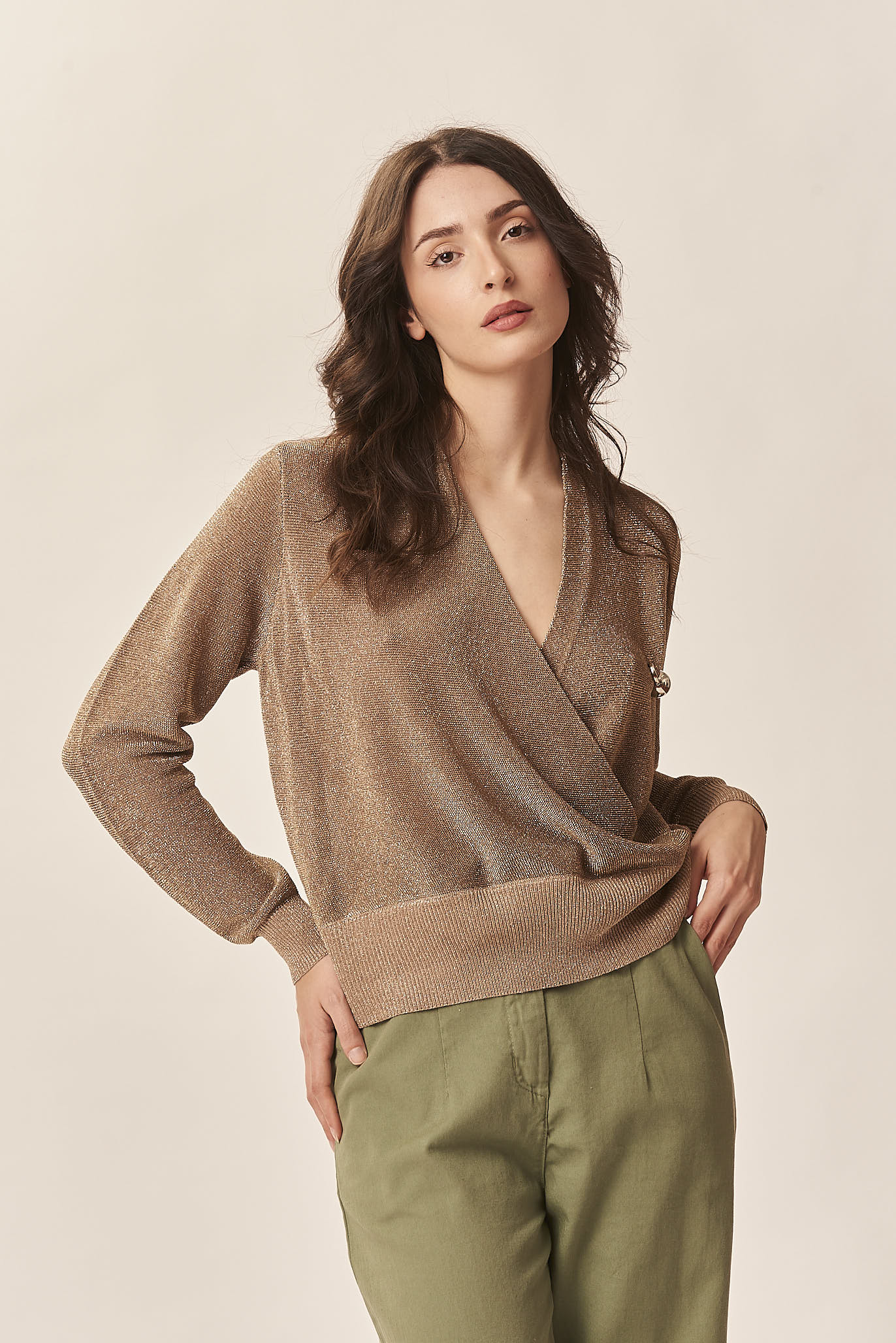 LUREX SWEATER WITH BROOCH