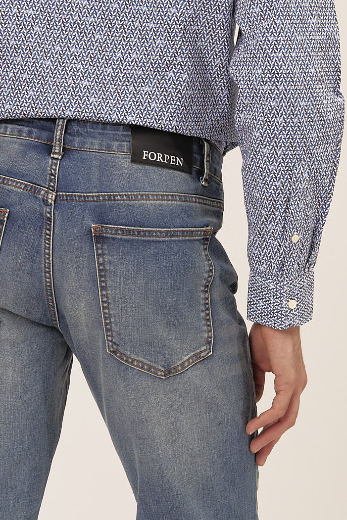 GU003-5PKT-LONG-JEANS-M-88-10 SLIM FIT DENIM MITTLERE WASCHUNG |
