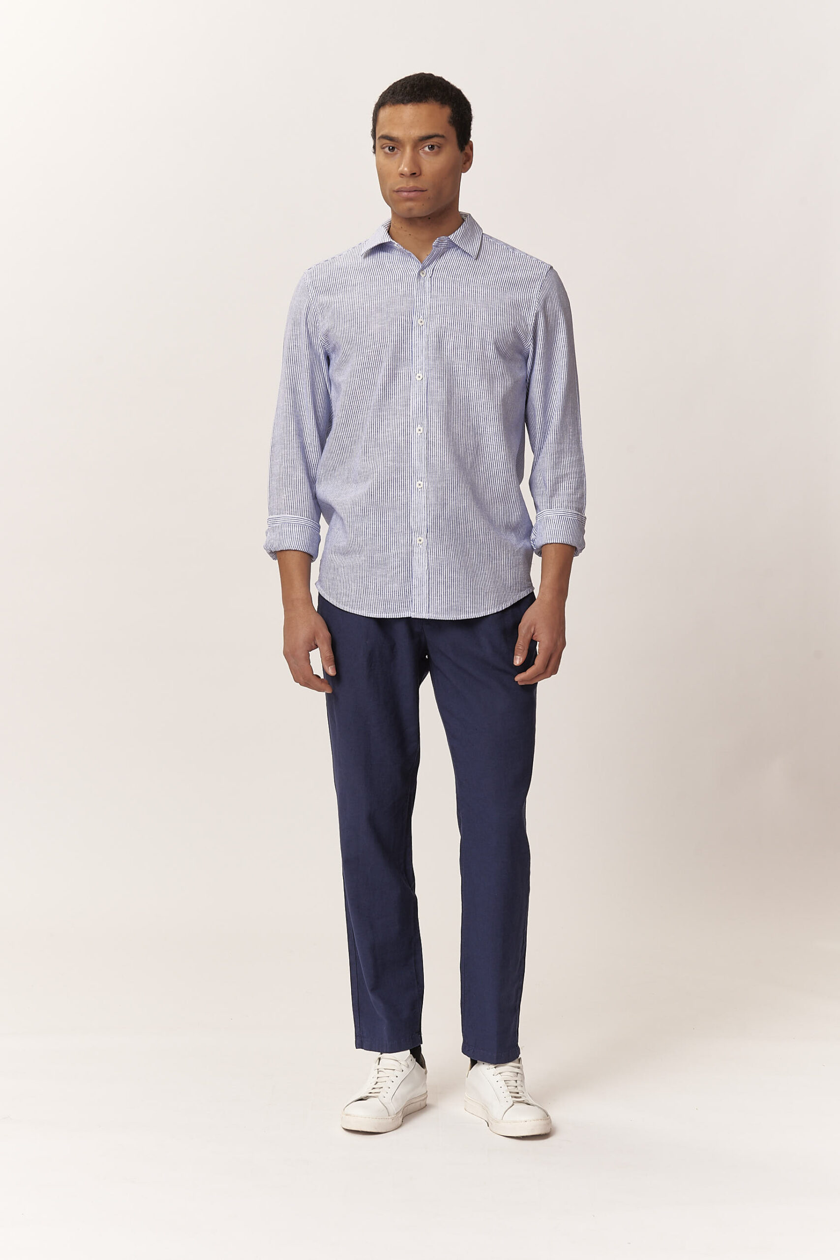 LINEN LACE-UP TROUSERS