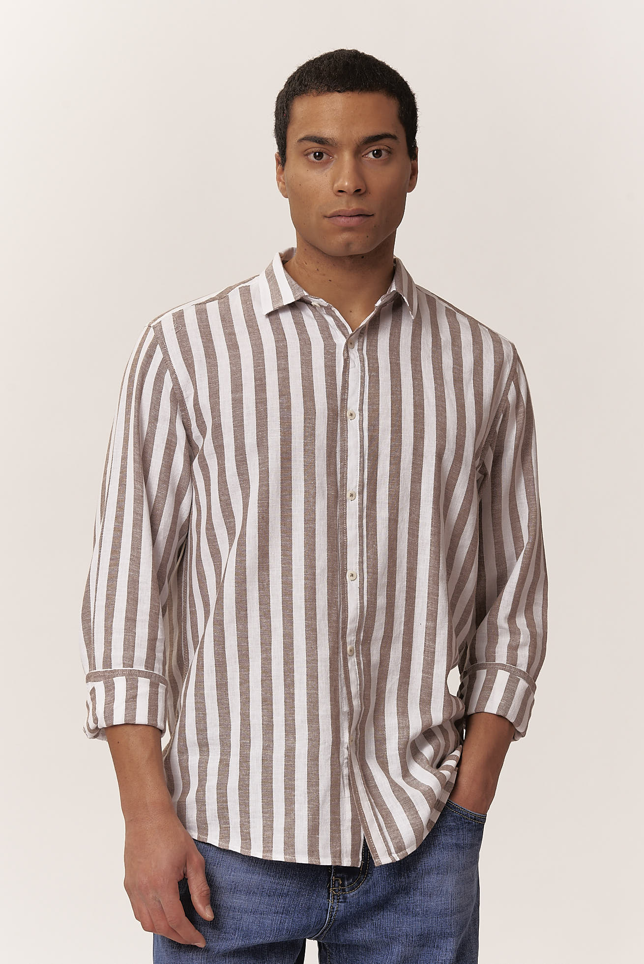LOOSE-STRIPED LINEN SHIRT