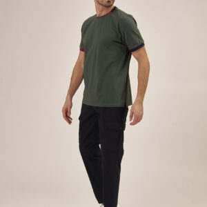 GU101-T-SHIRT-PIQUET-CONTRASTI-VERDE-1257-10 PANTALONI POPLING CARGO |