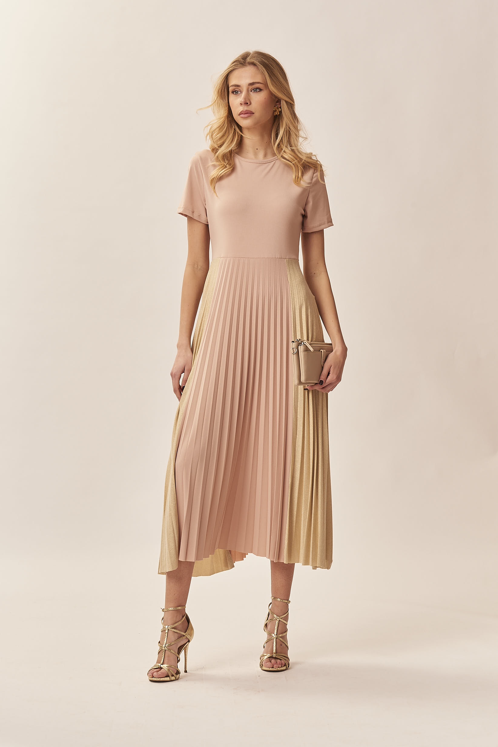 LUREX PLEATED SKIRT DRESS