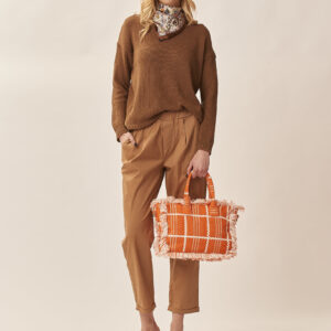 TROUSERS WITH ELASTIC AND PLEATS IN LIGHT POPLIN |