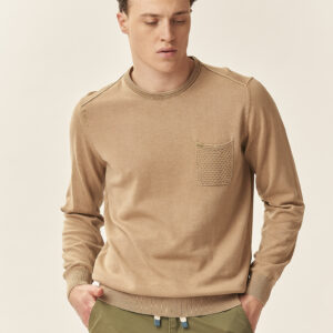 GU035-PARICOLLO-ML-TASCHINO-STEINWÄSCHE-BEIGE-43 PULLOVER MIT TASCHE |