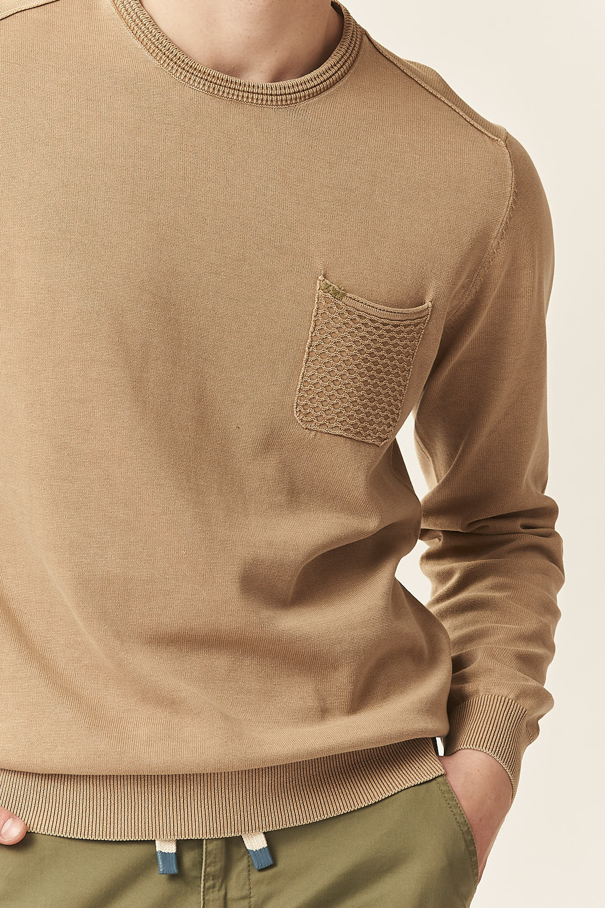 GU035-PARICOLLO-ML-TASCHINO-STEINWÄSCHE-BEIGE-44 PULLOVER MIT TASCHE |