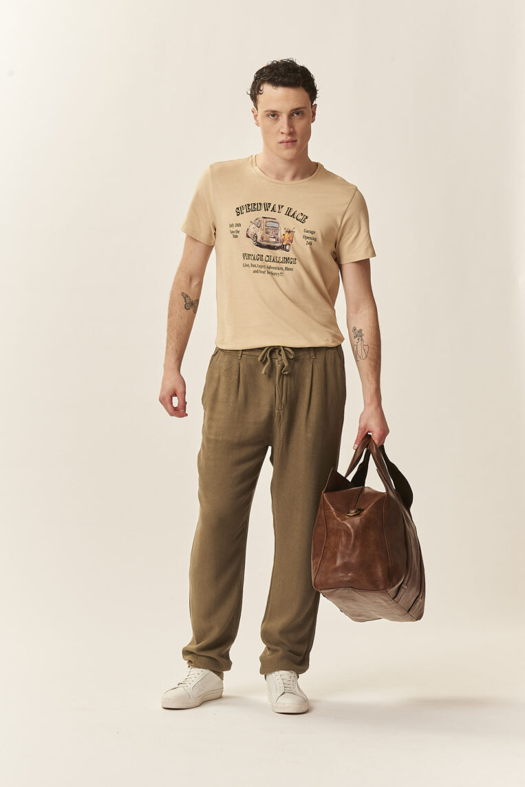 PANTALONI MISTO LINO