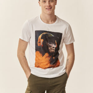GU171-T-SHIRT-AFFE-WEISS-1171 T-SHIRT MIT AFFEN-PRINT |