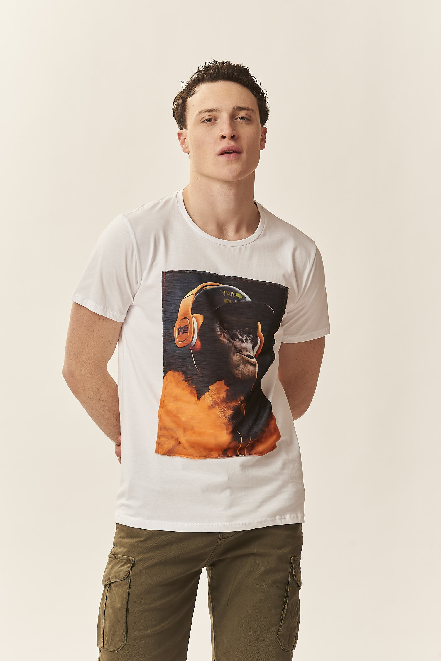 GU171-T-SHIRT-AFFE-WEISS-1173 T-SHIRT MIT AFFEN-PRINT |