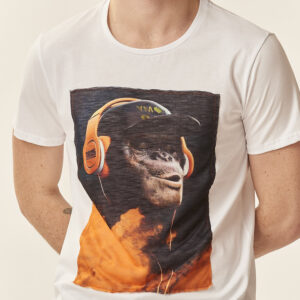 GU171-T-SHIRT-AFFE-WEISS-1176 T-SHIRT MIT AFFEN-PRINT |