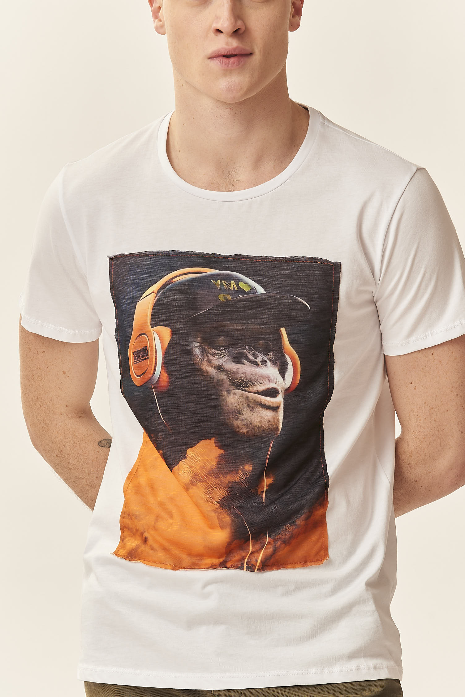 GU171-T-SHIRT-AFFE-WEISS-1176 T-SHIRT MIT AFFEN-PRINT |