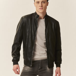 GU174-BOMBER-ECOPELLE-FULL-ZIP-NERO-1198 GIUBBOTTO ECOPELLE |