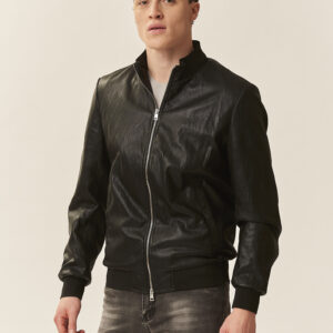 GU174-BOMBER-ECOPELLE-FULL-ZIP-NERO-1203 GIUBBOTTO ECOPELLE |