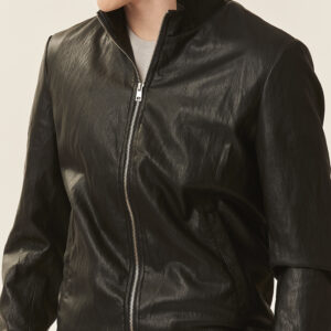 GU174-BOMBER-ECOPELLE-FULL-ZIP-NERO-1204 GIUBBOTTO ECOPELLE |