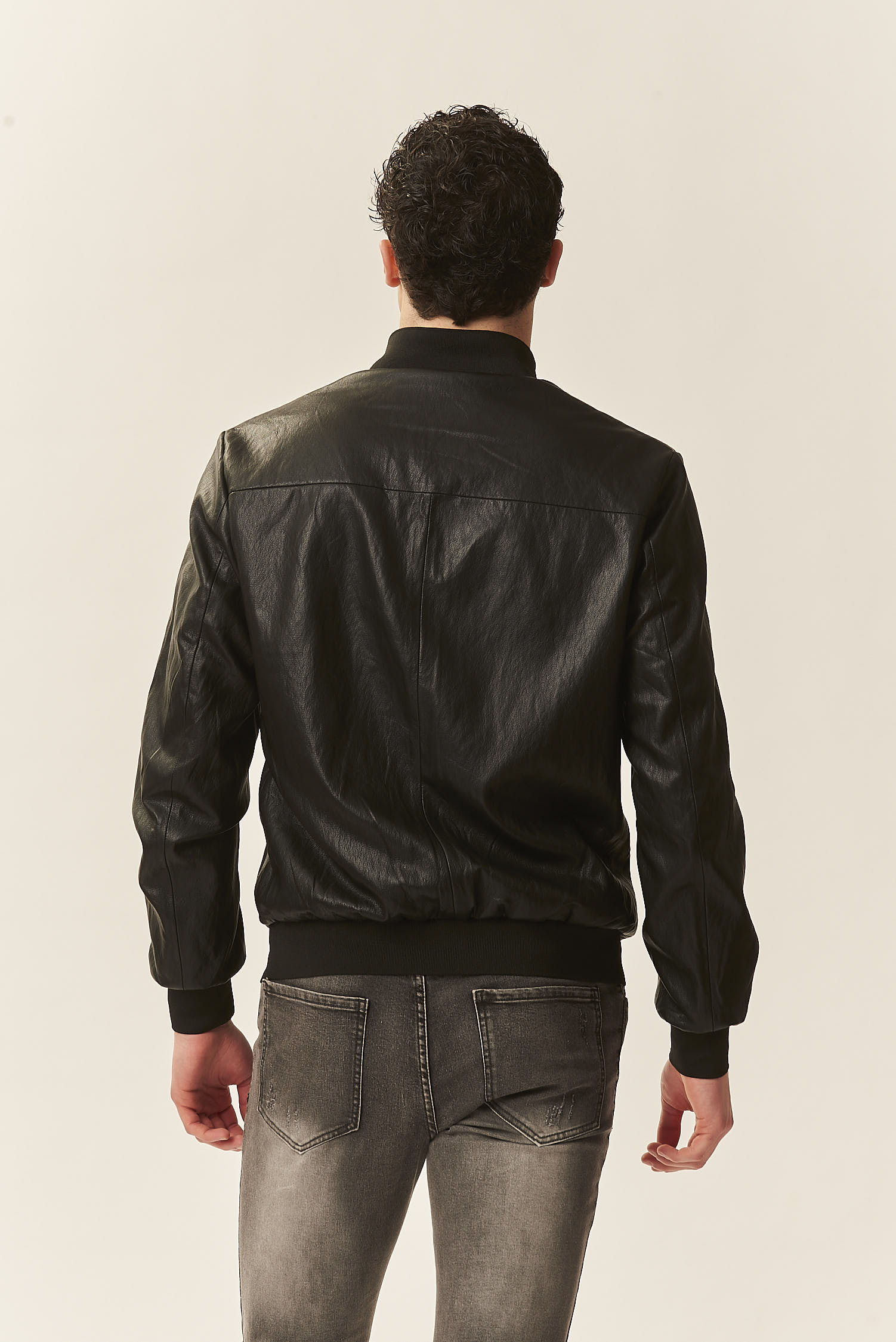 GU174-BOMBER-ECOPELLE-FULL-ZIP-NERO-1206 GIUBBOTTO ECOPELLE |