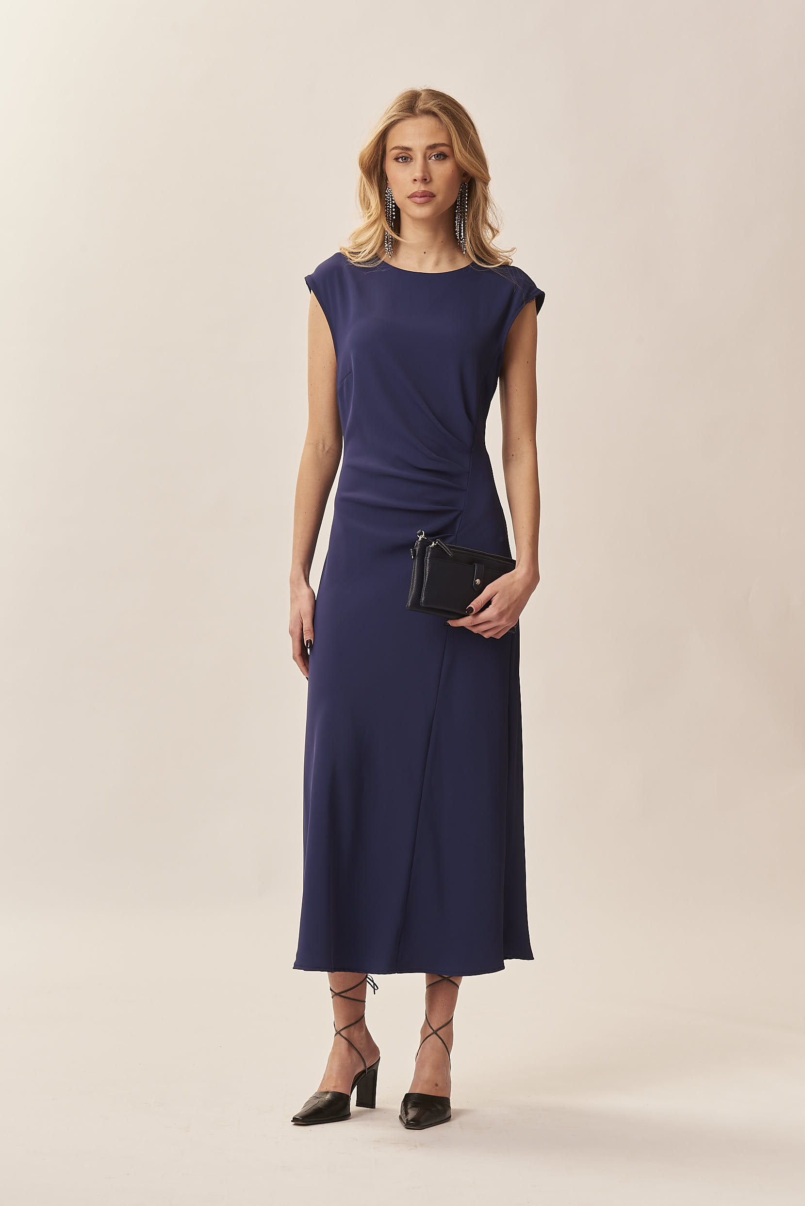 SLEEVELESS DRESS DRAPED ON THE SIDE