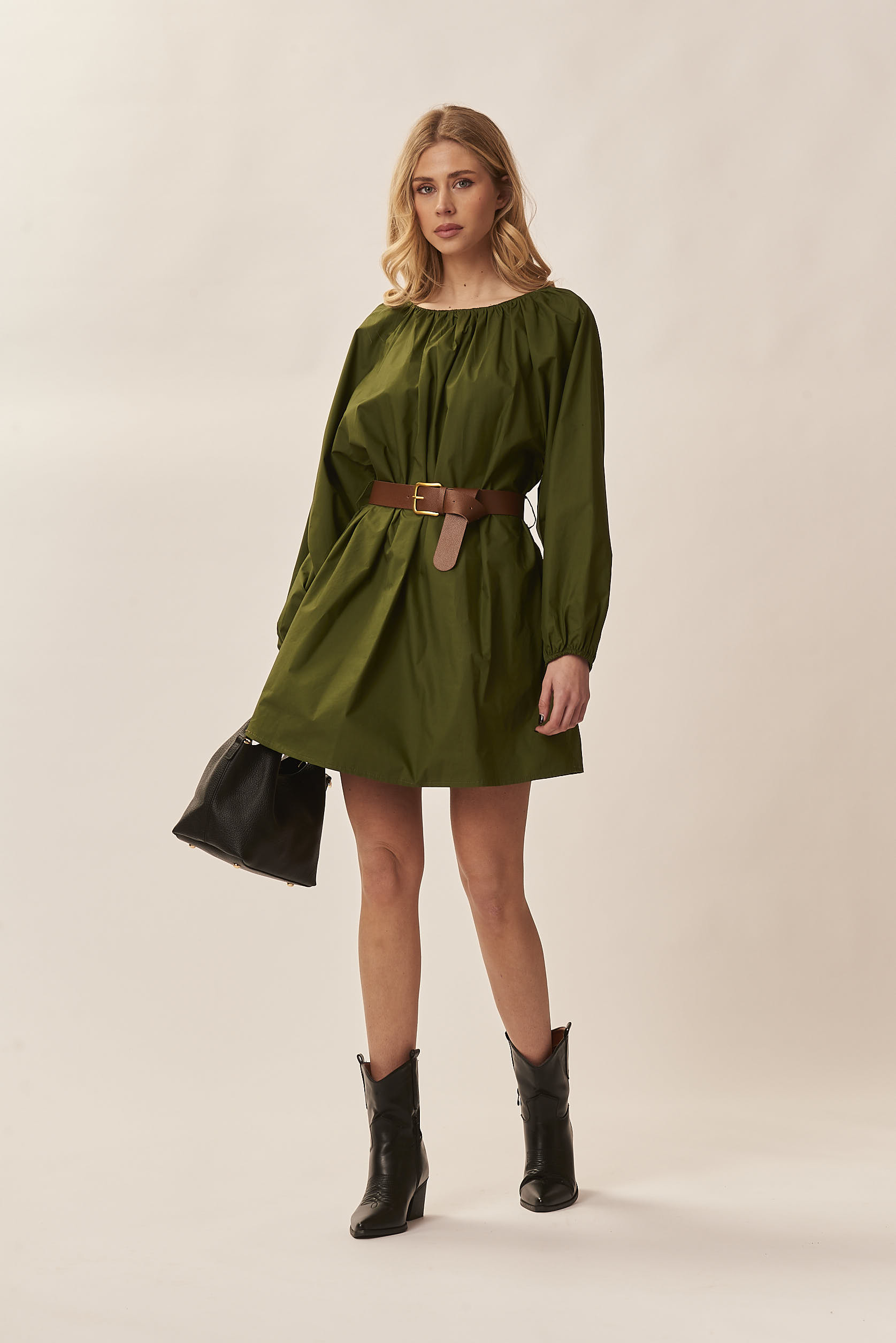 SHORT DRESS SOLID COLOR POP STRETCH