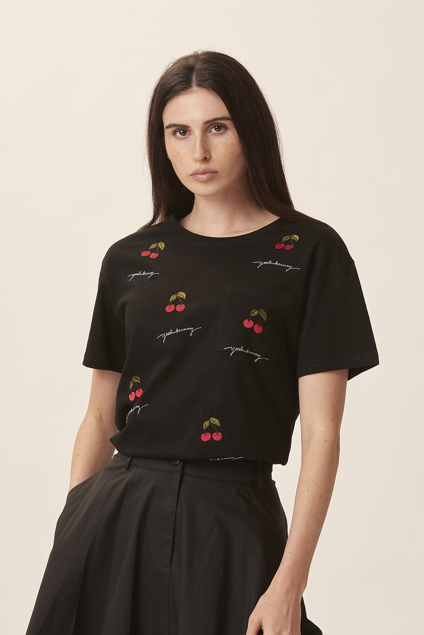 T-SHIRT WITH CHERRY EMBROIDERY