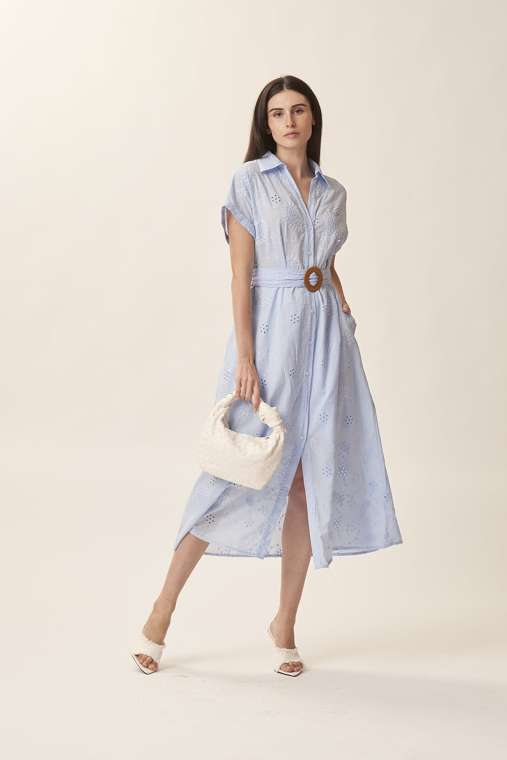 PLAIN BRODERIE ANGLAISE DRESS