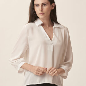 GD194-BLUSA-COLLO-CAMICIA-E-POLSINO-BIANCO-589 V-NECK BLONDE |