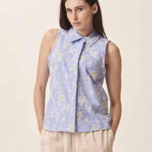 GD253-BLOUSE-EMBROIDERED-SLEEVELESS-LIGHT BLUE-705 EMBROIDERED SLEEVELESS BLOUSE |
