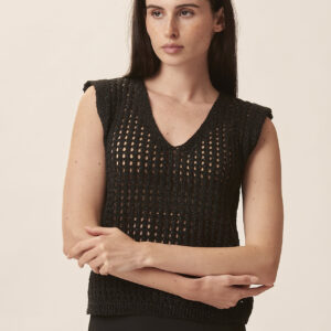 GD304-PERFORATED-MESH-VEST-LUREX-BLACK-1064 LUREX PERFORATED VEST |