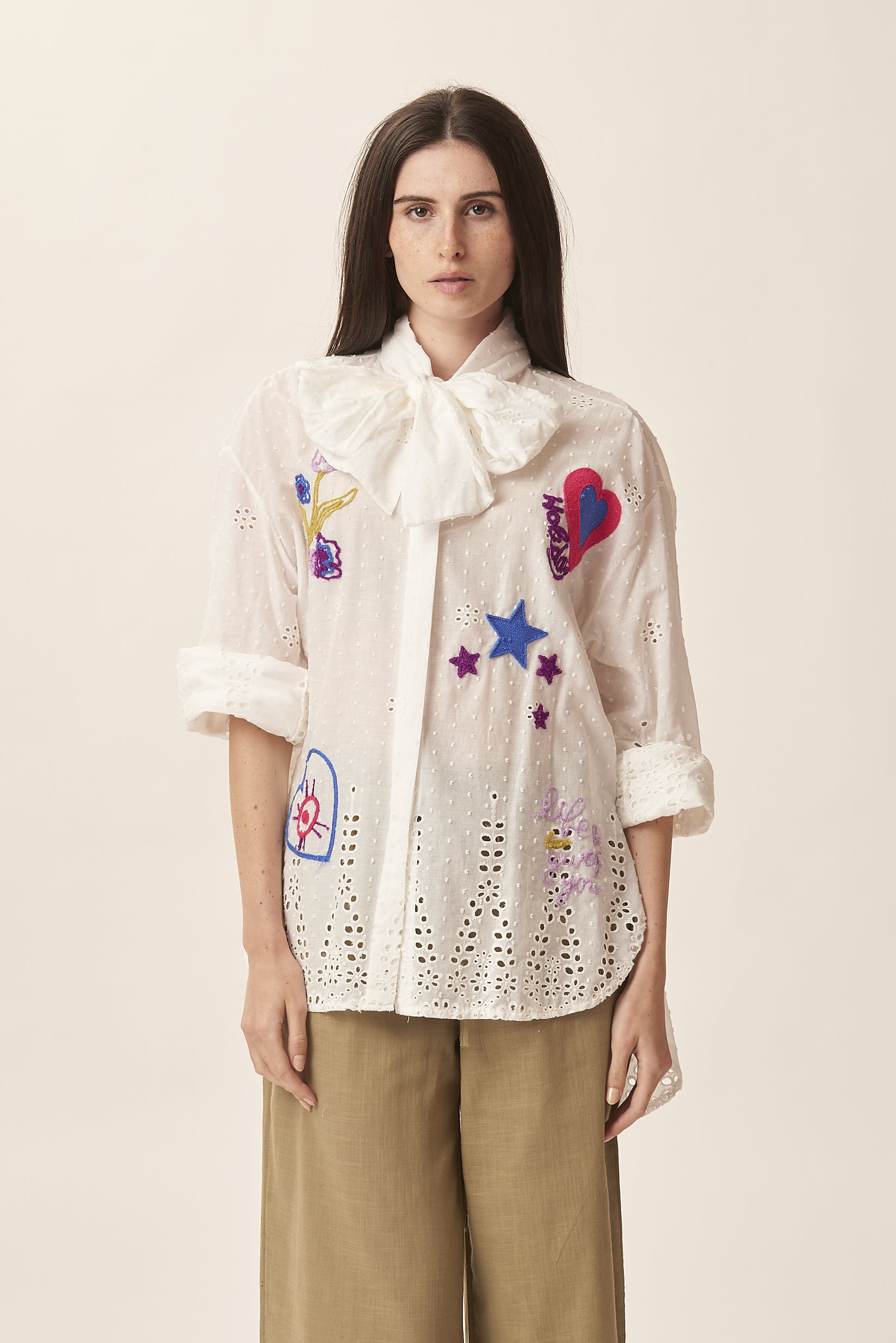 EMBROIDERED BRODERIE ANGLAISE SHIRT