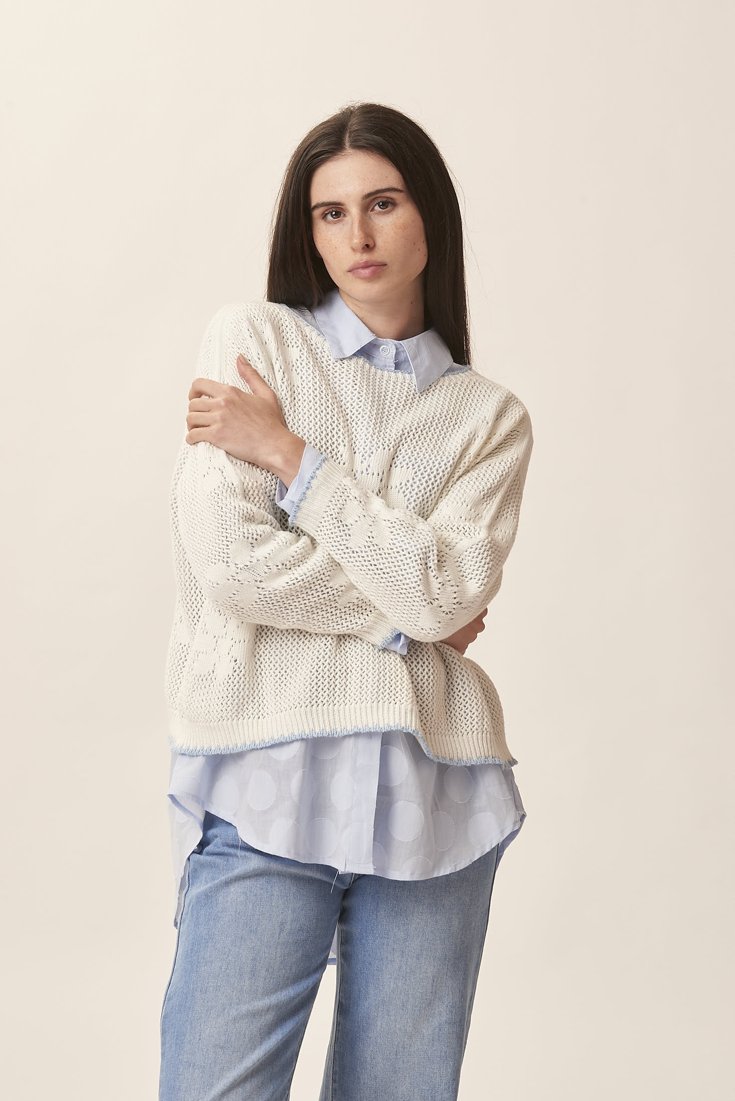 JACQUARD PERFORATED KNIT