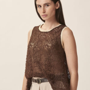 GD356-SLEEVELESS-EMBROIDERED-TOP-BROWN-1575 EMBROIDERED SLEEVELESS TOP |
