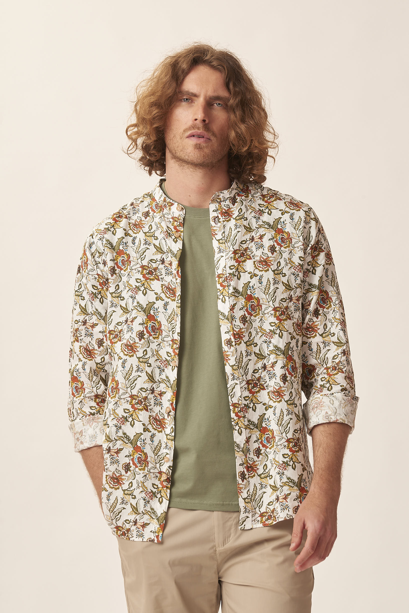 SHIRT 100% FLORAL LINEN