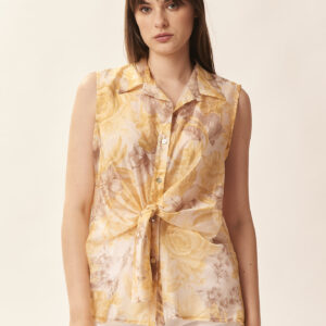 BEDRUCKTE ÄRMELLOSE BLUSE |