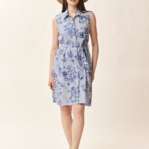 GD411ABITO-SHORT-SLEEVELESS-EFFECT-DENIM-OVERPRINTLIGHT BLUE-929 SLEEVELESS DRESS WITH STRIPES |