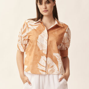 GD415CAMICIA-PRINTING-FOLIAGEORANGE-936 LEAF PRINT SHIRT |