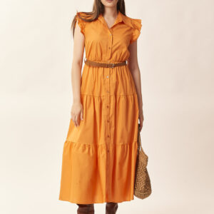 GD418ABITO-LONG-FINORANGE-967 LONG DRESS WITH FLAP SLEEVES |
