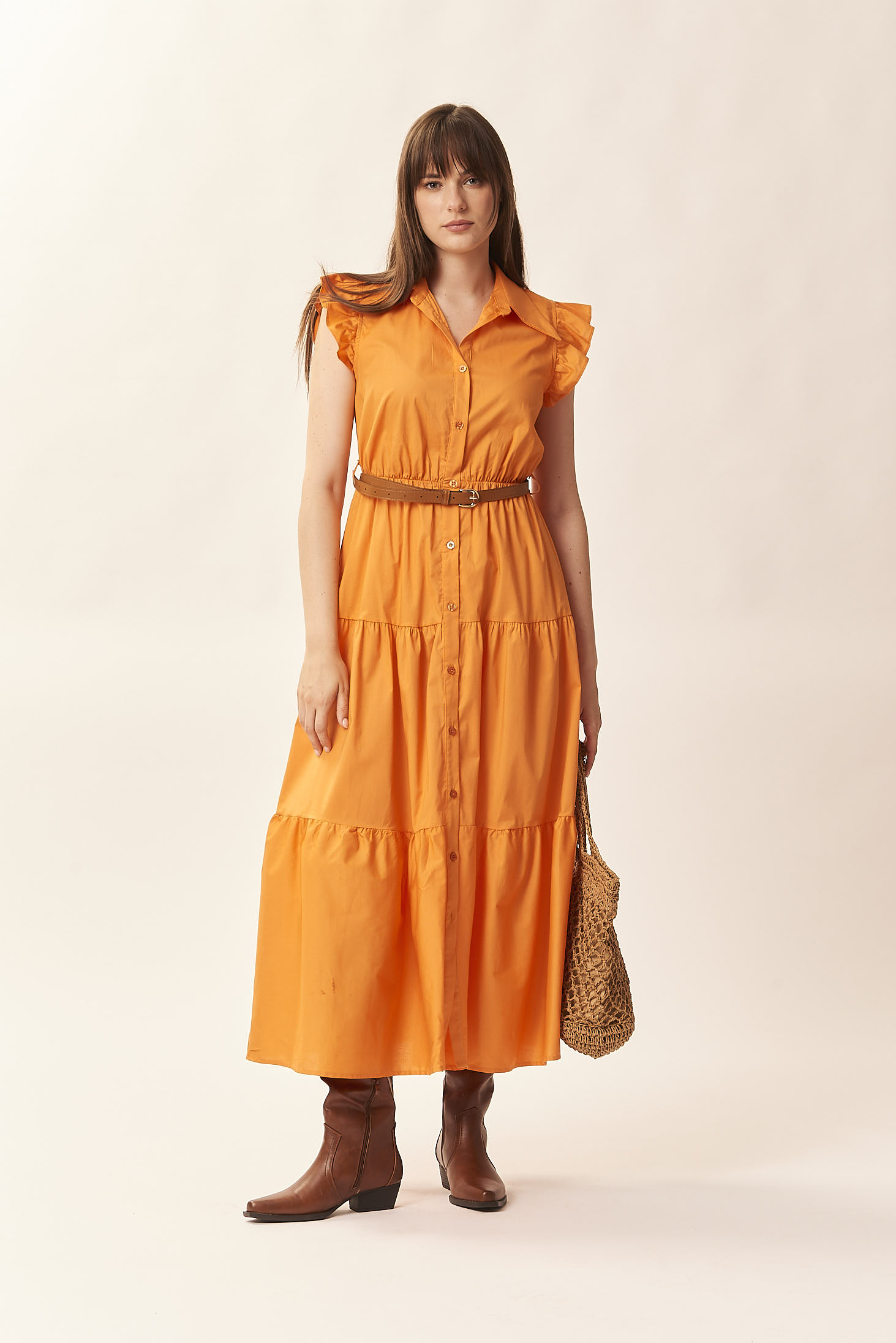 LONG DRESS WITH FLAP SLEEVES