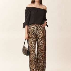 GD434PANTA-LEG-STRAIGHT-ANIMAL-PRINT-COTTONBROWN-1075 ANIMAL PRINT COTTON TROUSERS |