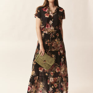 GD465GONNA-LONG-VOILE-PRINTEDBLACK-1473-1 LONG SKIRT WITH FLORAL PRINT |