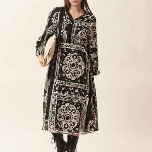 GD469ABITO-LONG-VOILE-PRINT-BANDANABLACK-1513 BANDANA PRINT LONG DRESS |