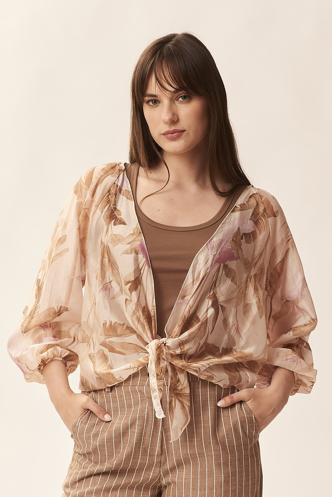 PRINTED BLOUSE WITH KNOT