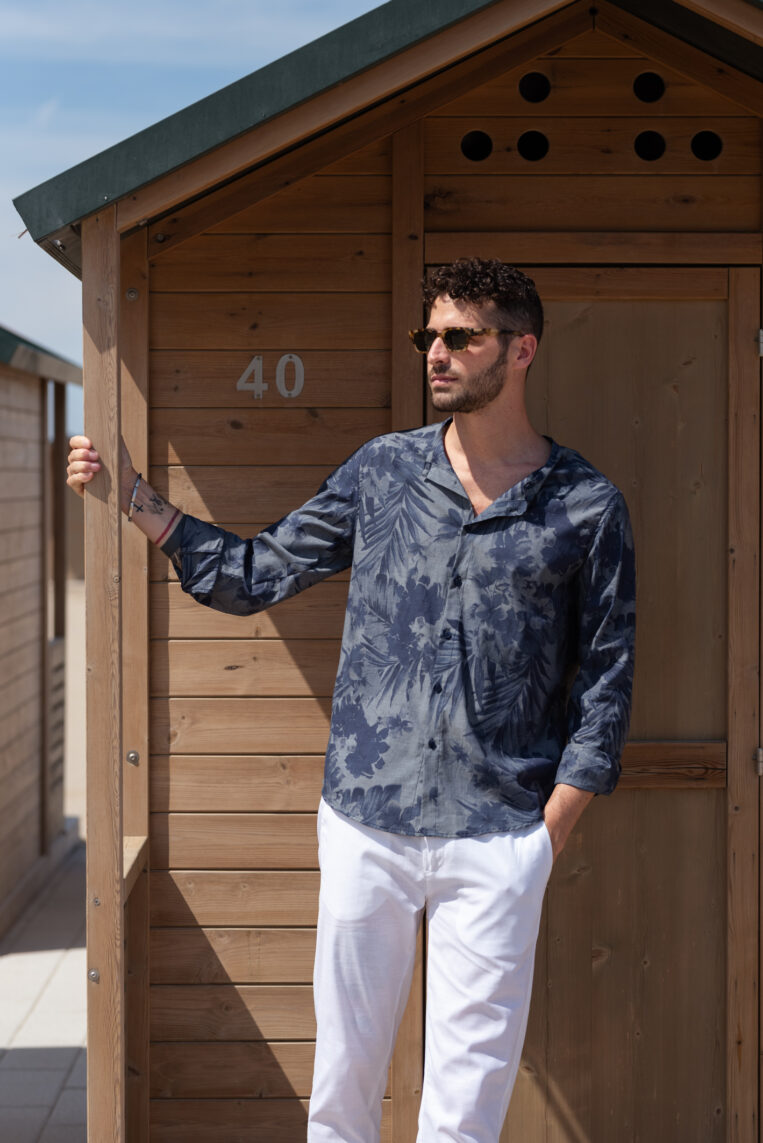 CAMICIA IN CHAMBRY STAMPA FLOREALE