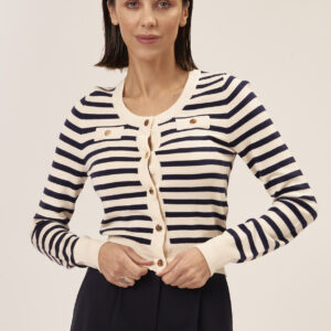 STRIPED CARDIGAN WITH BREAST POCKET |