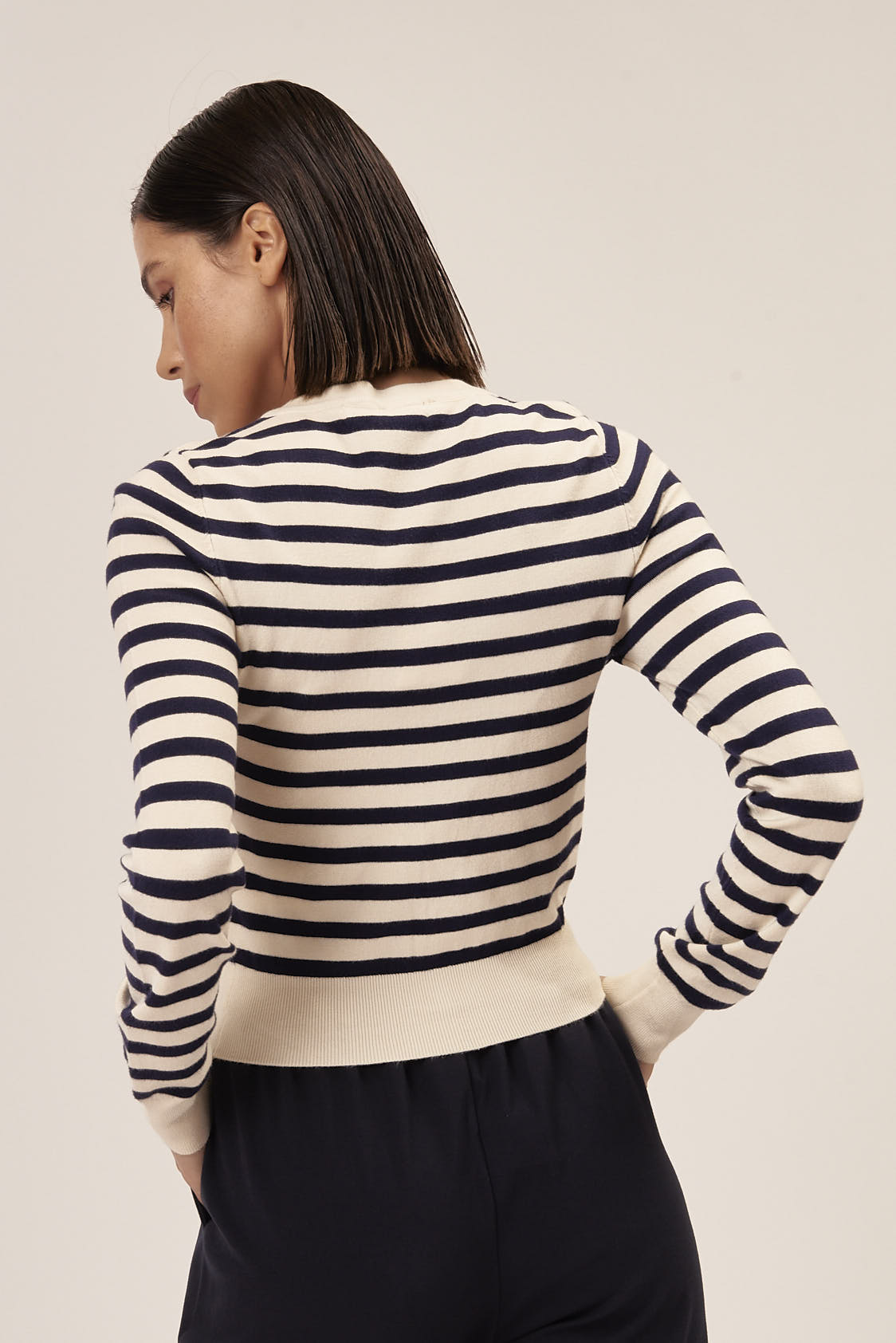 STRIPED CARDIGAN WITH BREAST POCKET |