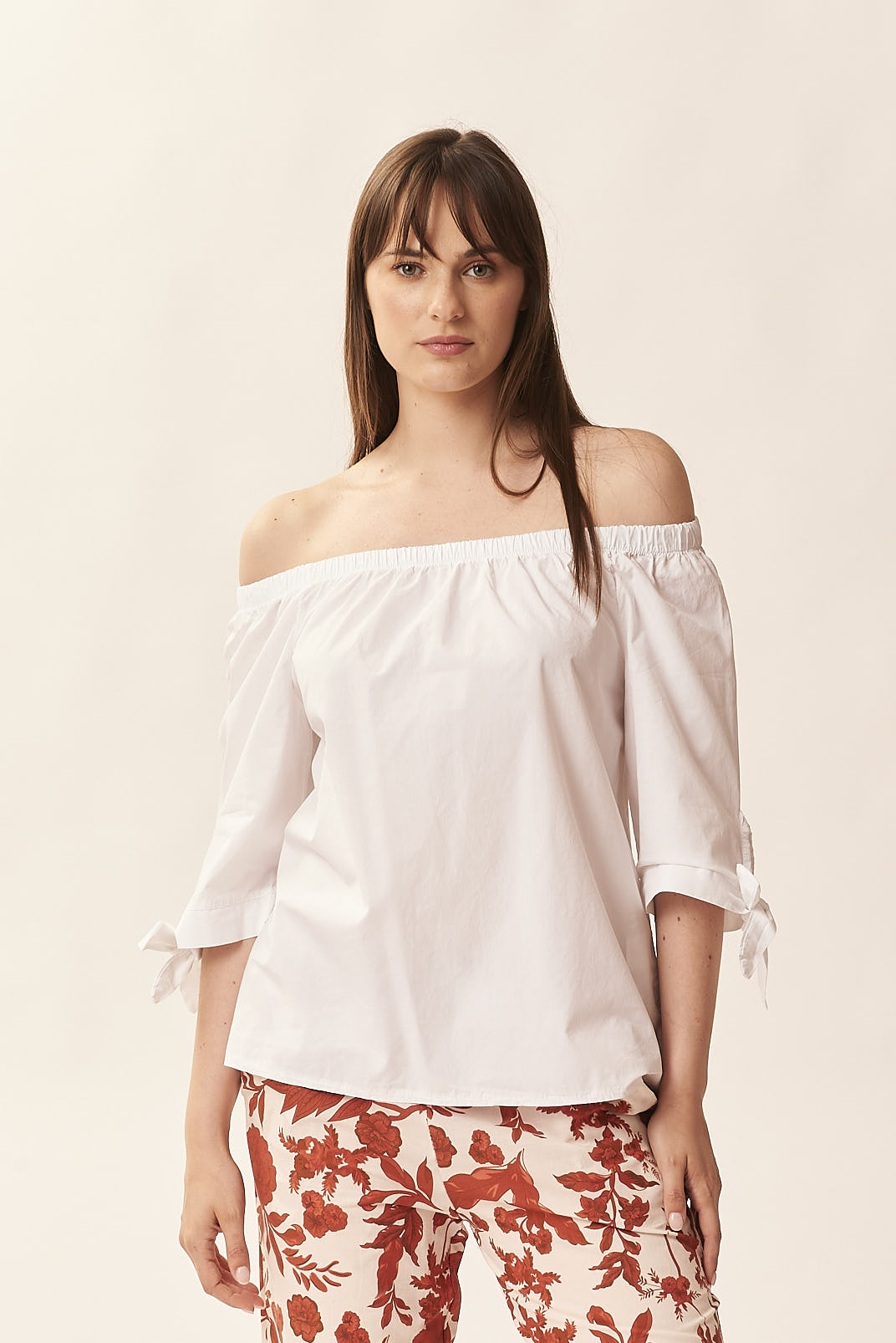 GD322TOP-SHOULDER-OFF-TELA-PARABIANCO-431 OFF-THE-SHOULDER TOP IN PARA' CANVAS |