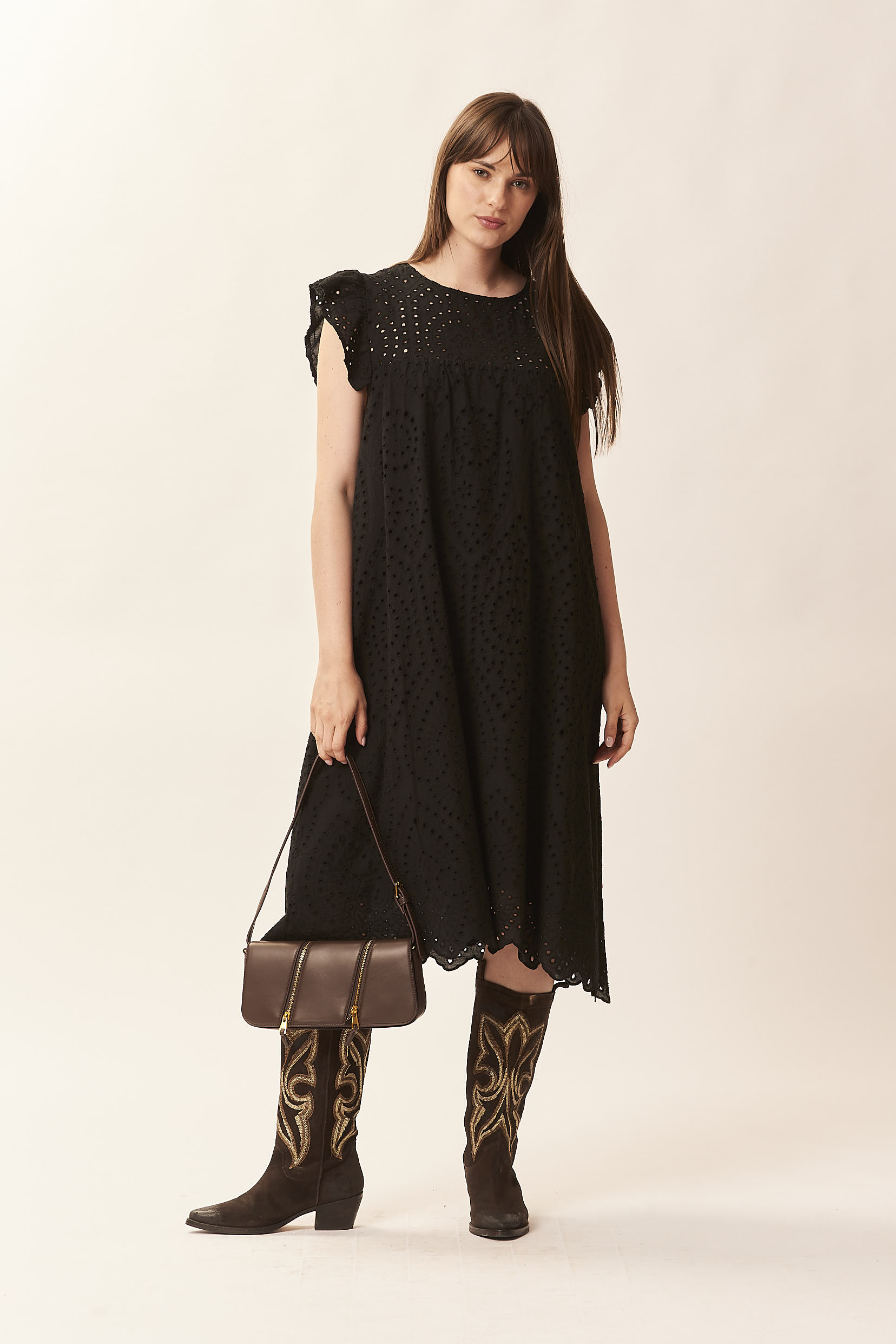 GD362ABITO-SANGALLONERO-516-1 DRESS IN BRODERIE ANGLAISE |
